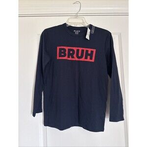 The Children's Place Boys LARGE 10/12 BRUH Long Sleeve Graphic T-Shirt